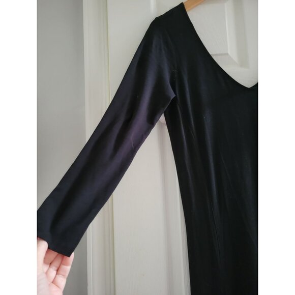 Ralph Lauren Black Label Double Black V Neck Midi dress size Medium Quiet Luxury - Picture 5 of 7